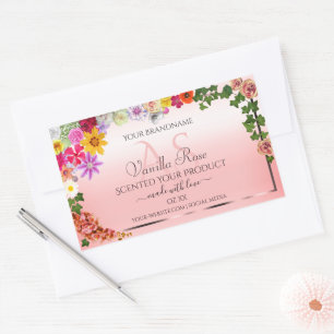 Floral Pastel Light Pink Product Labels Initials