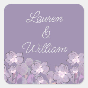 Floral pastel mauve purple blush square sticker