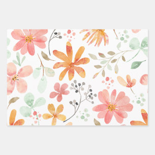 Floral Pastel Pattern Tranquillity Wrapping Paper Sheet
