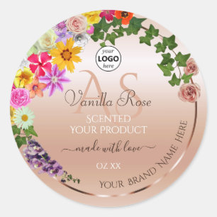 Floral Pastel Pink Product Label Monogram and Logo