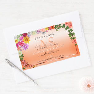Floral Pastel Salmon Product Labels with Monogram