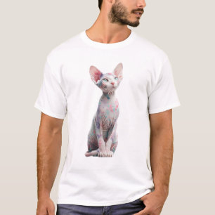 Floral Pastel Sphynx Cat Illustration Men T-Shirt