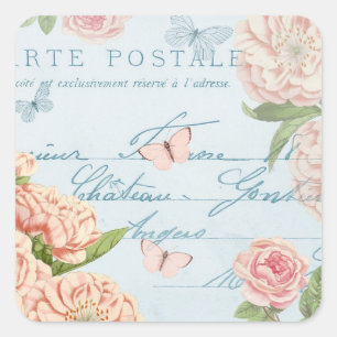 Floral pastel sticker in blue & pink w/ flowers