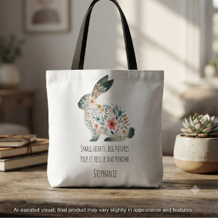 Floral Pastel Watercolor Rabbit Rescue Tote Bag