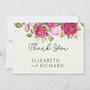 Floral Pastel Watercolor Rose Wedding Thank You Card