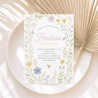 Floral Pastel Wildflower Birthday Invitation