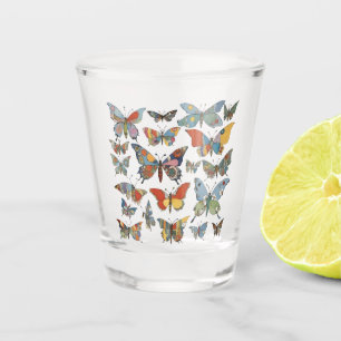 Floral Patchwork Butterflies Shot Glass