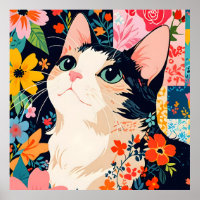 Floral Patchwork Cat