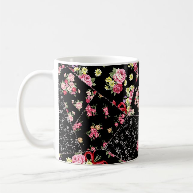 Floral Patchwork: Pretty Seamless Design. Coffee Mug (Left)