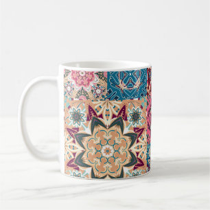Floral patchwork: vintage chequered pattern. coffee mug