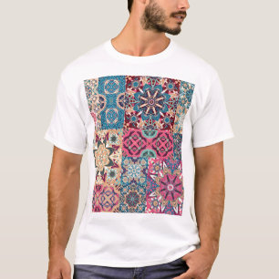 Floral patchwork: vintage chequered pattern. T-Shirt
