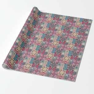 Floral patchwork: vintage chequered pattern. wrapping paper