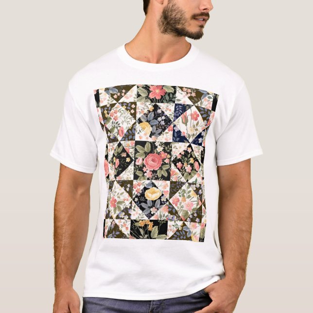 Floral Patchwork: Vintage Mix T-Shirt (Front)