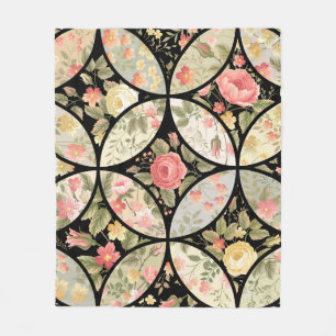 Floral Patchwork Vintage Seamless Pattern Fleece Blanket