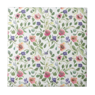 Floral Patern Heliotrope Flowers Ceramic Tile