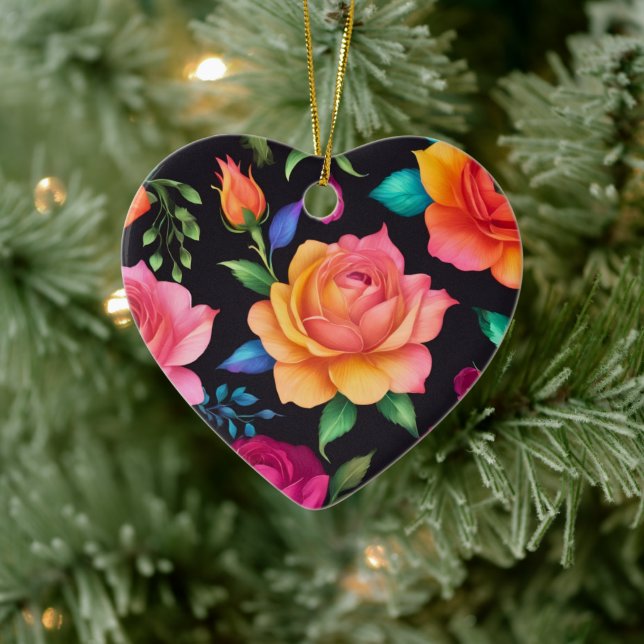 Floral Patern Rose Ceramic Ornament (Tree)