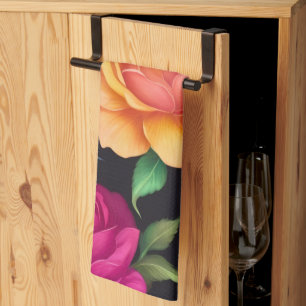 Floral Patern Rose Kitchen Towels
