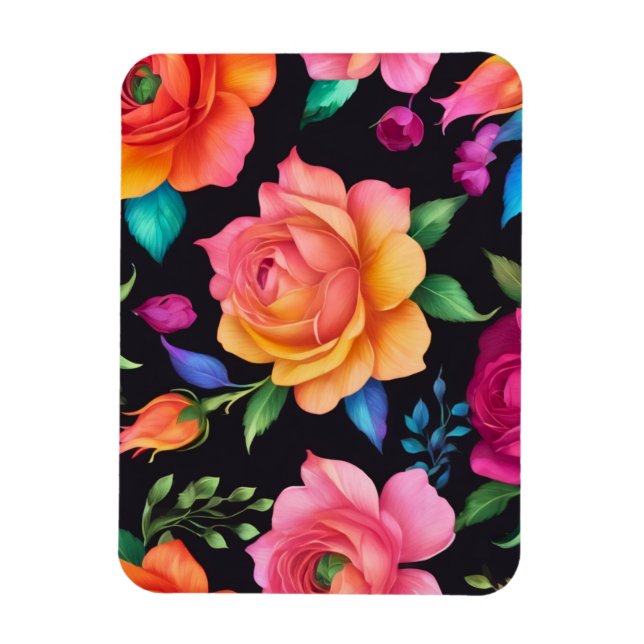 Floral Patern Rose Magnet (Vertical)