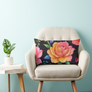 Floral Patern Rose Throw Pillow