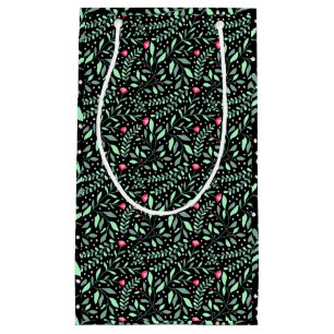 Floral pattern.05.FR.pink and Lgreen black BG Small Gift Bag