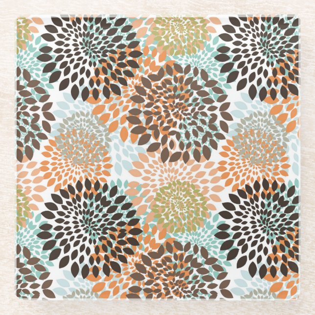 Floral Pattern 10 Glass Coaster (Front)