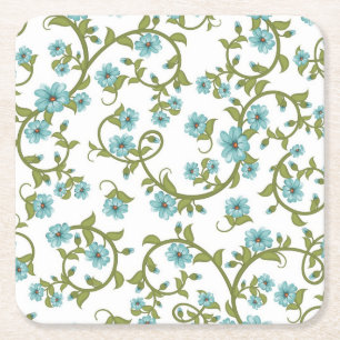 Floral Pattern 11 Square Paper Coaster