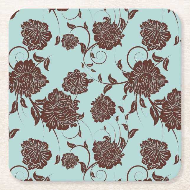 Floral Pattern 13 Square Paper Coaster (Front)