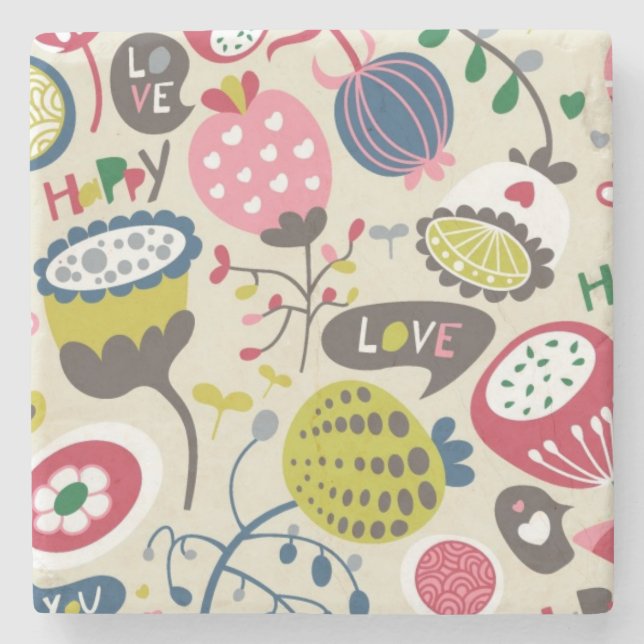 Floral Pattern 13 Stone Coaster (Front)