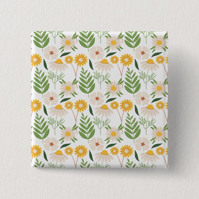 Floral Pattern 15 Cm Square Badge (Front)