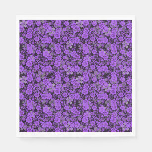 Floral pattern 15.Purple.b Black BG Napkin
