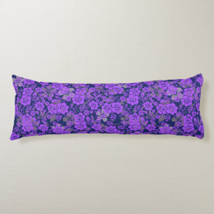 Floral pattern 15.Purple.b DBlue BG Body Cushion