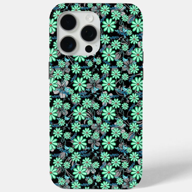 Floral pattern 17.b Black BG Case-Mate iPhone Case (Back)