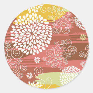 Floral pattern 2 classic round sticker