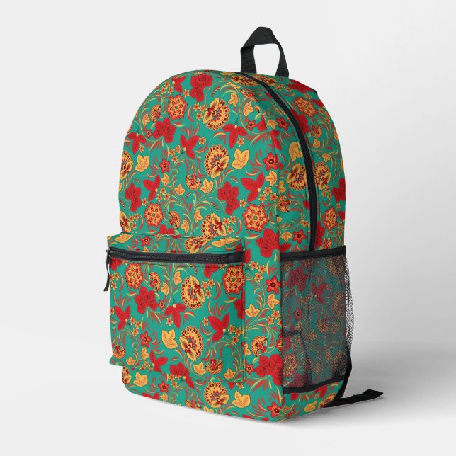 Floral pattern 2 printed backpack (Back Corner Right)