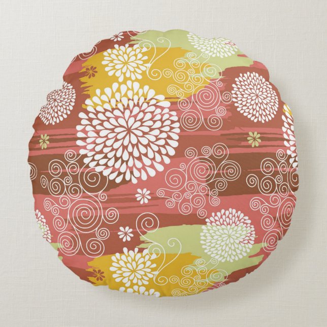 Floral pattern 2 round cushion (Front)