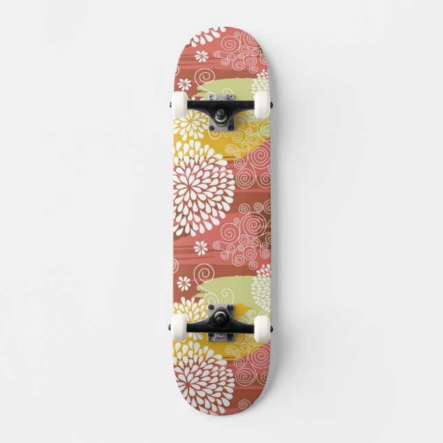 Floral pattern 2 skateboard (Front)
