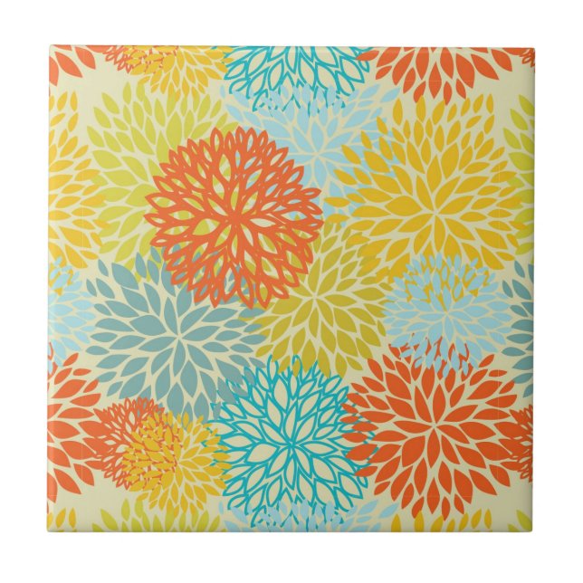 Floral pattern 3 ceramic tile (Front)