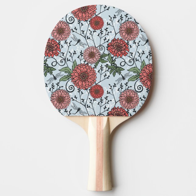 Floral pattern 3 ping pong paddle (Front)