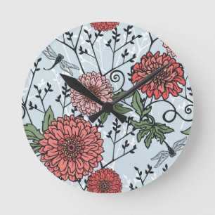 Floral pattern 3 round clock
