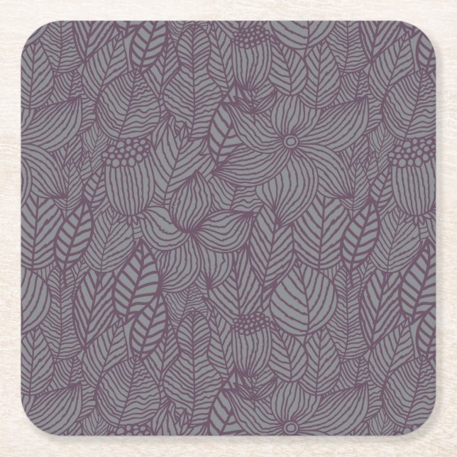 Floral Pattern 3 Square Paper Coaster (Front)