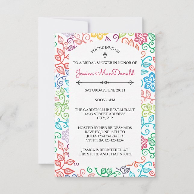 Floral Pattern - 3x5 Bridal Shower Invitation (Front)