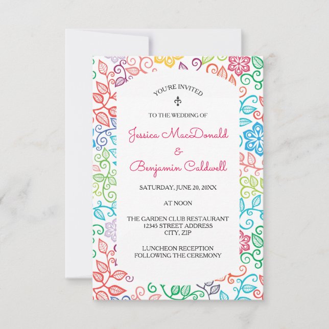 Floral Pattern - 3x5 Wedding Invitation (Front)