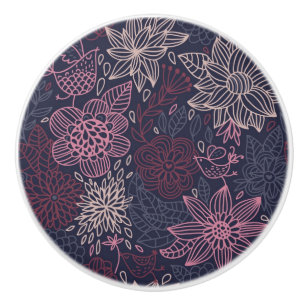 Floral pattern 4 3 ceramic knob