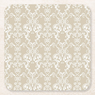 Floral Pattern 4 Square Paper Coaster