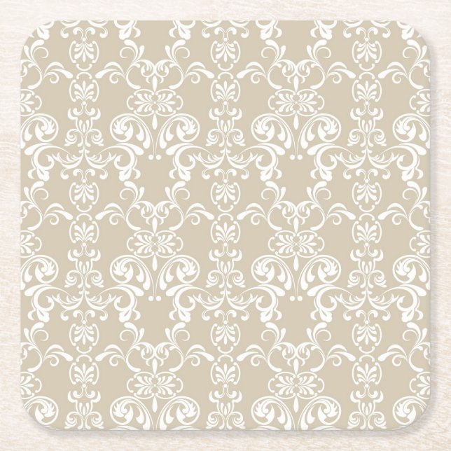 Floral Pattern 4 Square Paper Coaster (Front)