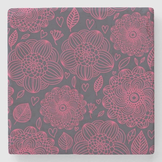 Floral Pattern 4 Stone Coaster (Front)