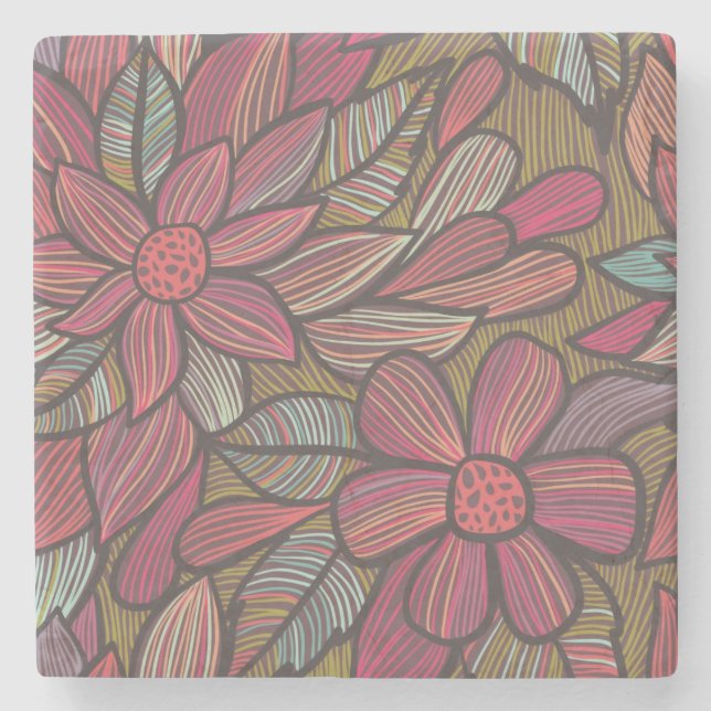 Floral pattern 4 stone coaster (Front)
