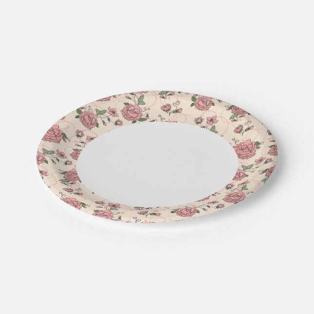 Floral pattern 5 paper plate (Angled)