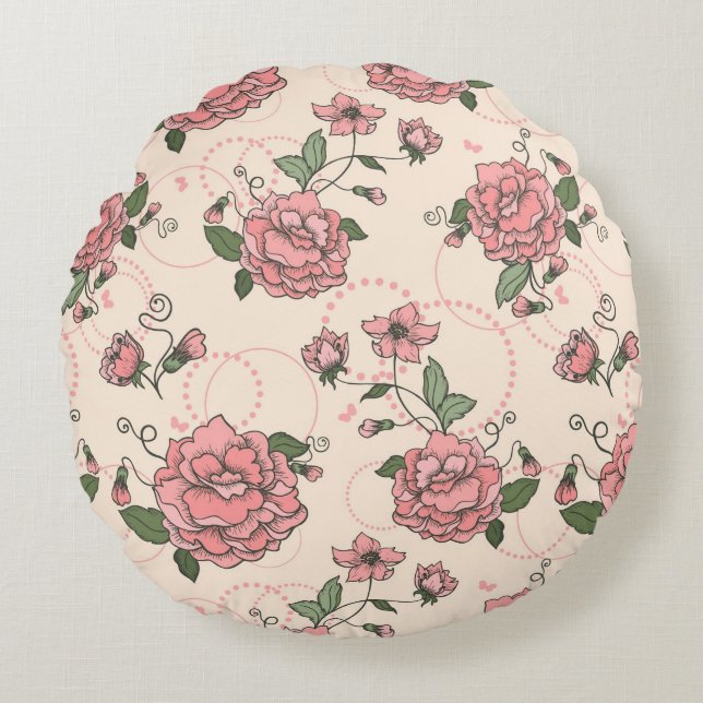 Floral pattern 5 round cushion (Front)