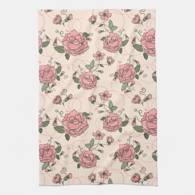 Floral pattern 5 tea towel (Vertical)